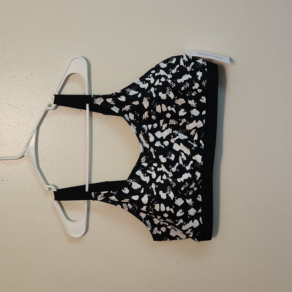 Plus Size Black&White Square Neck Bikini Top